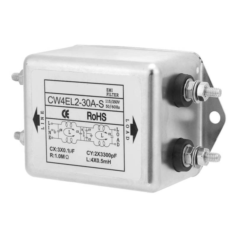 Telituny EMI Filter 230V, CW4EL2-30A-S Einphasenstrom EMI-Filter Netzteilfilter 115V/250V 50/60Hz Elektromagnetische Interferenzfilter Hochleist Strom Termianl für meisten digitalen Geräte verwendet von Telituny