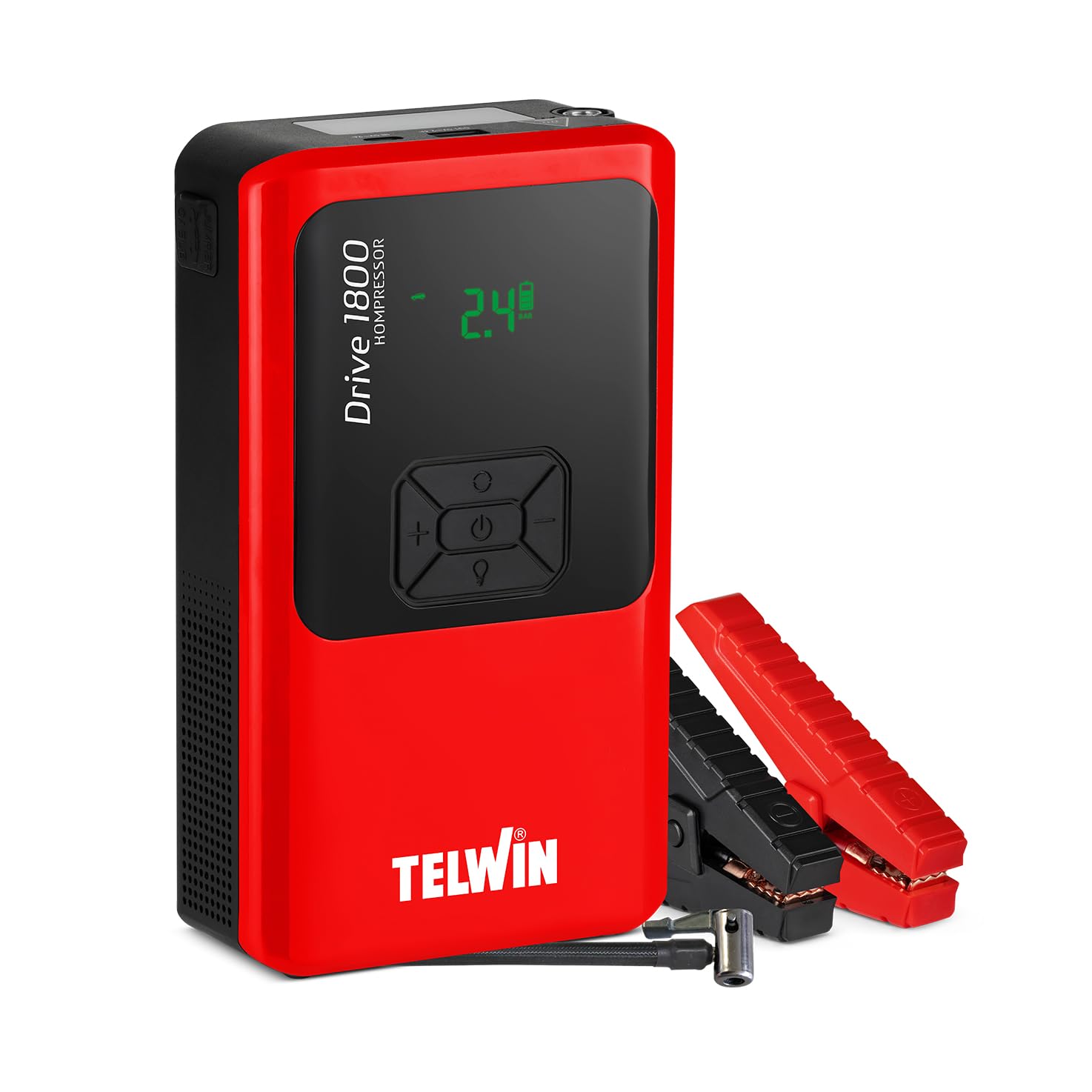 Telwin Drive 1800 Kompressor, 12V Tragbarer und Ultrakompakter Multifunktions-Starthilfe-Booster für Auto, Motorrad mit Integriertem Kompressor, Powerbank, LED-Licht, 1800A Startstrom max Telwin Drive 1800 Kompressor, 12V Tragbarer und Ultrakompakter Multifunktions-Starthilfe-Booster für Auto, Motorrad mit Integriertem Kompressor, Powerbank, LED-Licht, 1800A Startstrom max von Telwin