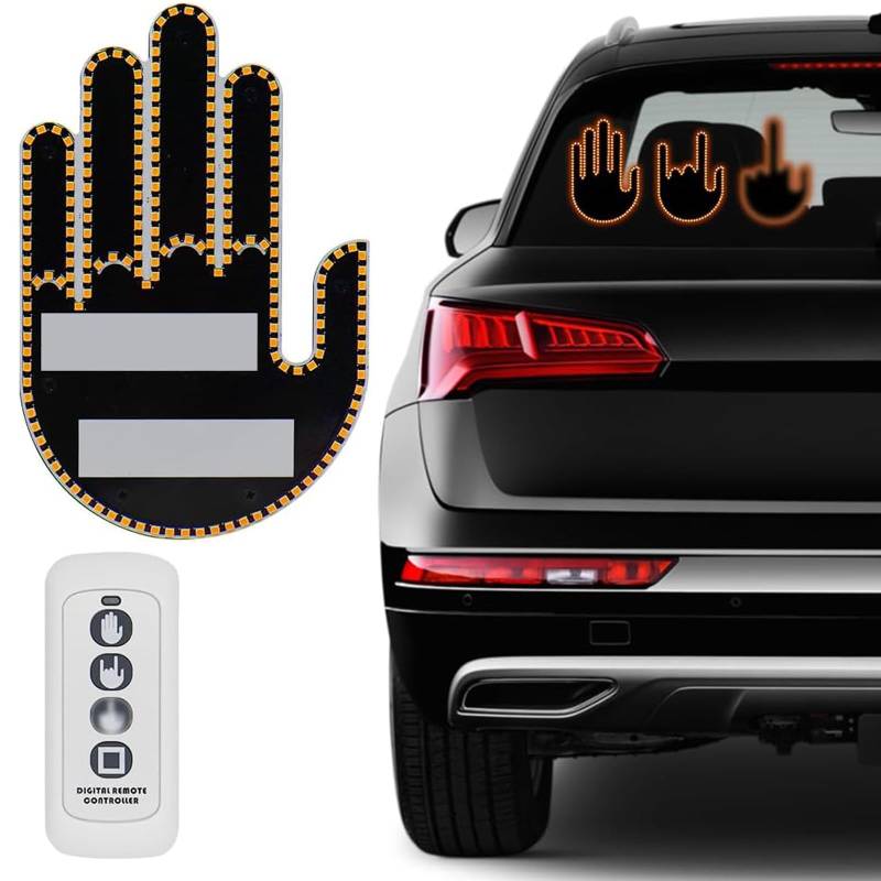 Led Hand Fingerlicht Auto Gesten Licht mit Fernbedienung, Daumen Up Down Licht, Cooles Auto-Innenlicht, Cooles lustiges Auto Zubehör für Männer Frauen von Tenatu