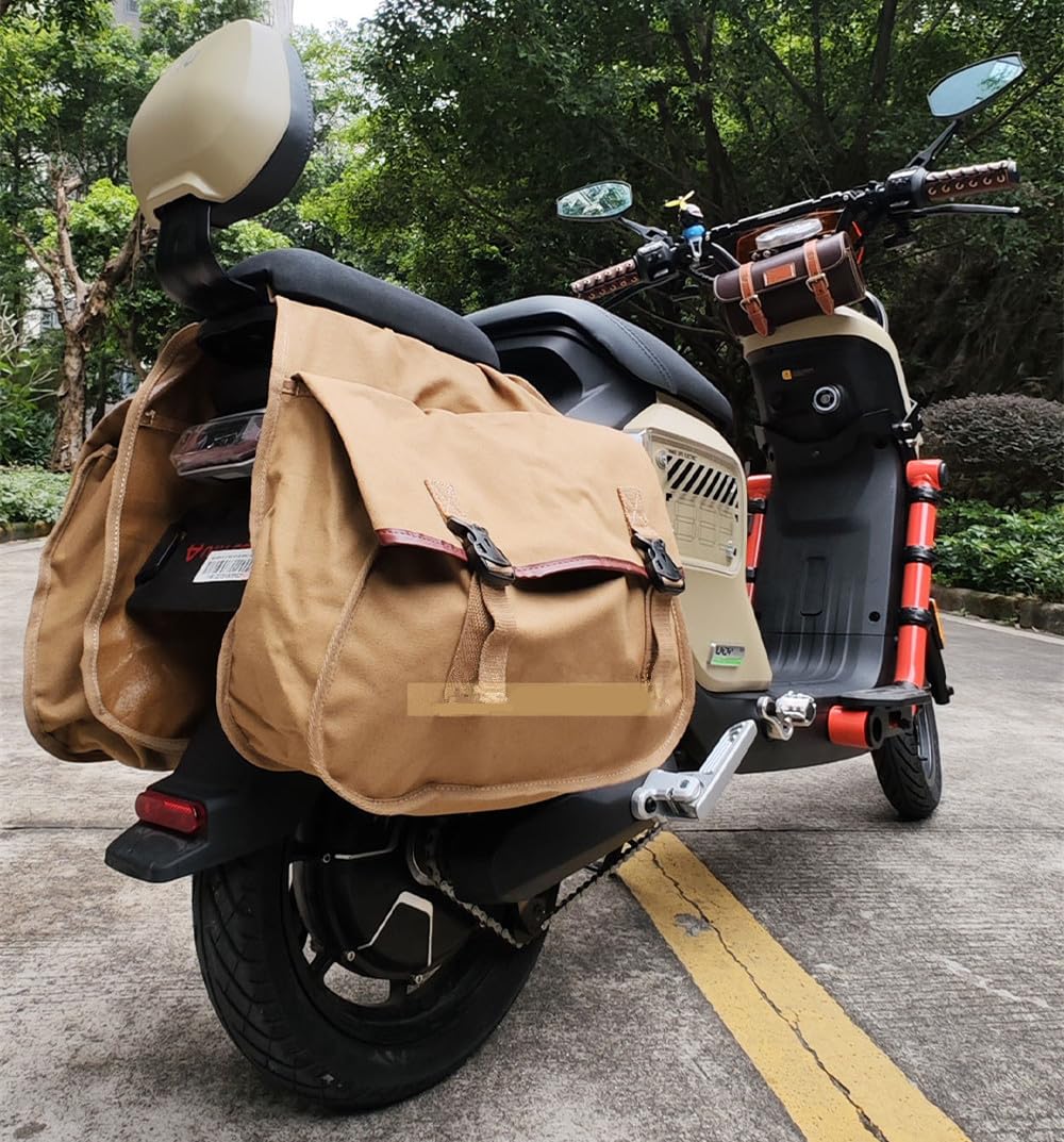 TentHome Doppelte Fahrradtasche Seitentasche für Gepäckträger Retro Segeltuch Gepäckträgertasche für Fahrrad Motorrad Hinten Doppelpacktasche Khaki TentHome Doppelte Fahrradtasche Seitentasche für Gepäckträger Retro Segeltuch Gepäckträgertasche für Fahrrad Motorrad Hinten Doppelpacktasche Khaki von TentHome
