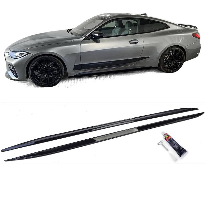 Aufsatz Seitenschweller Schwarz Glanz passend für 4er BMW G22 G23 ab 2020 von Tenzo-R