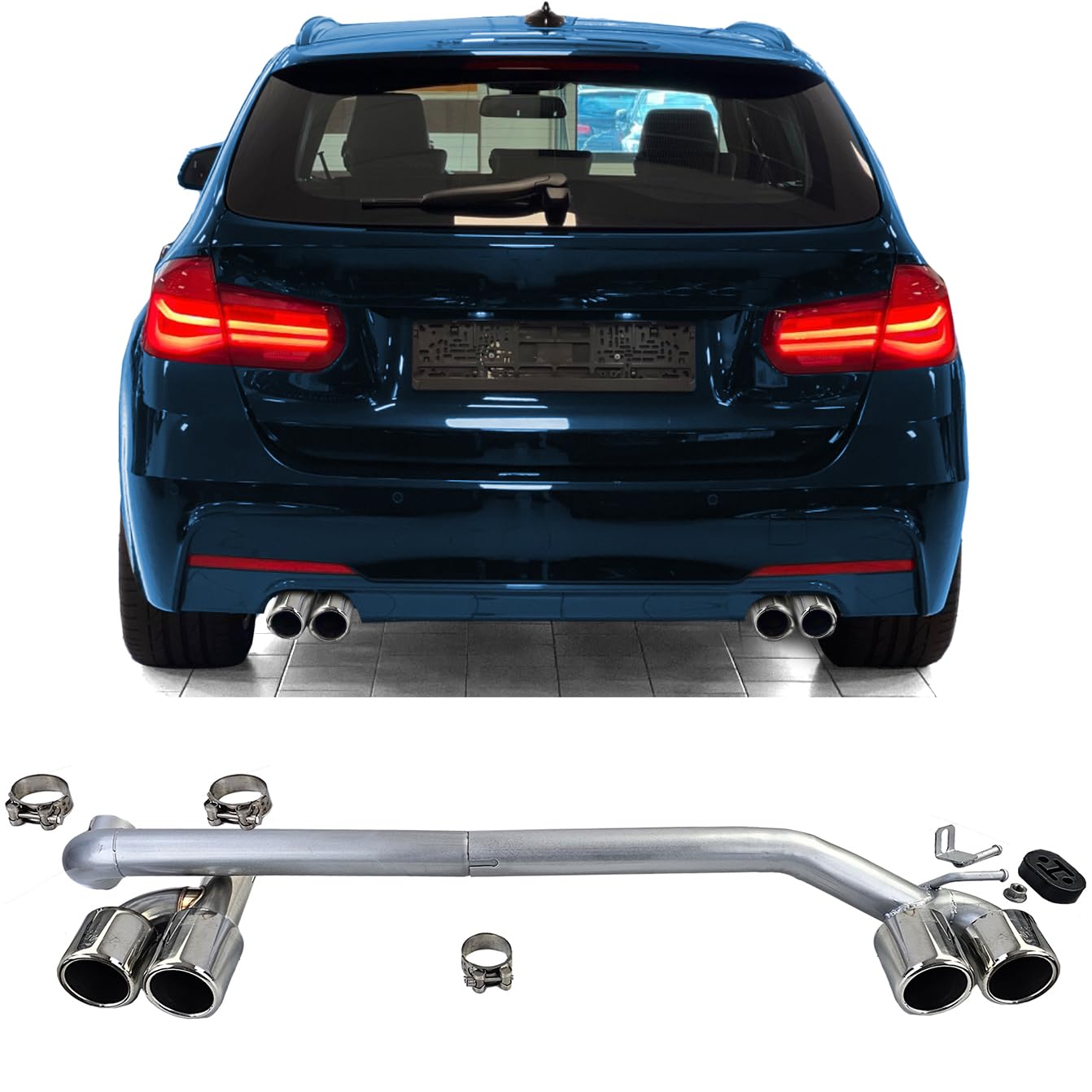Auspuff Endrohr Duplex 4 Rohr Look Umbau passt für BMW F30 F31 320 325 328 330 Auspuff Endrohr Duplex 4 Rohr Look Umbau passt für BMW F30 F31 320 325 328 330 von Tenzo-R
