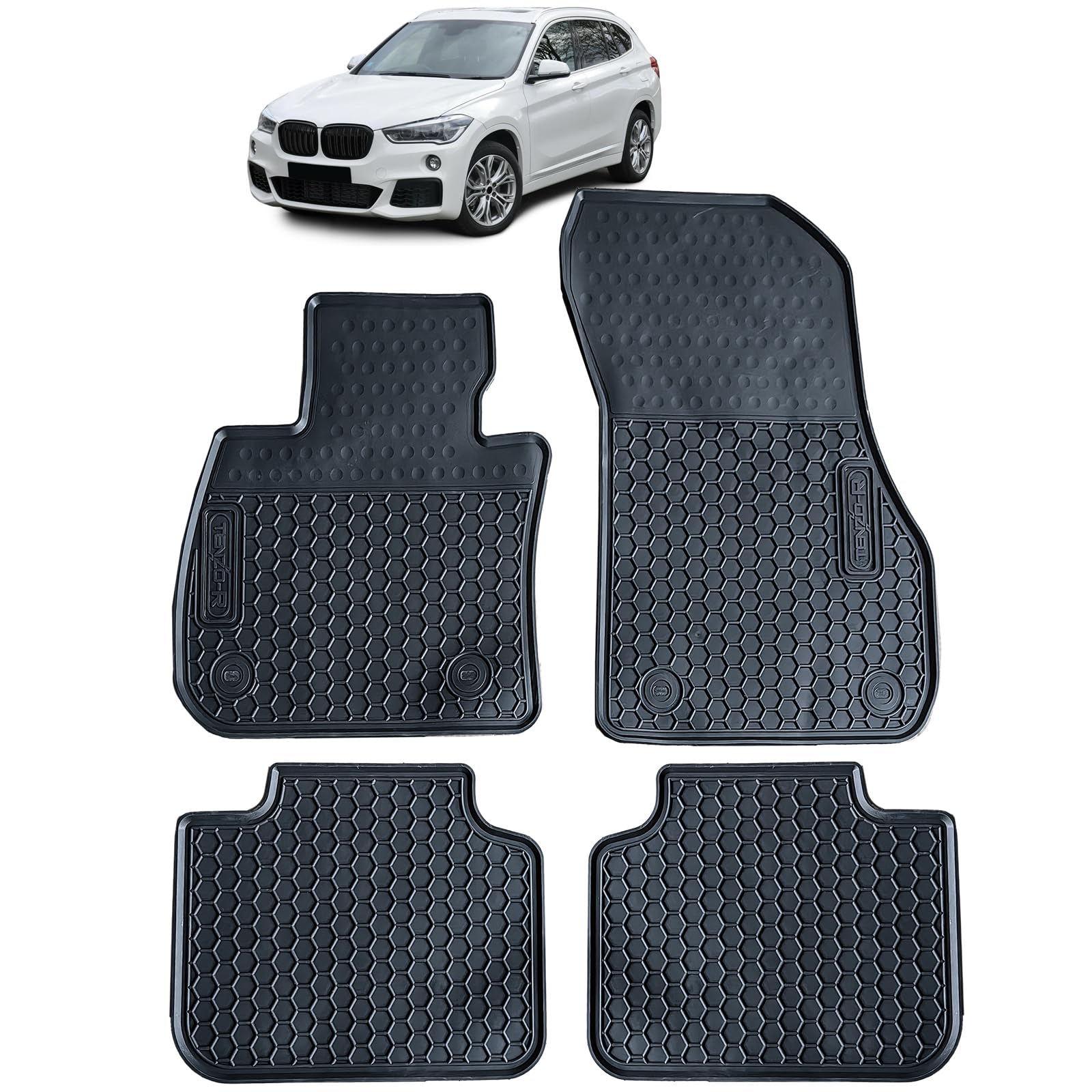 Auto Gummi Fußmatten Schwarz Premium Set für BMW X1 F48 15-22 Auto Gummi Fußmatten Schwarz Premium Set für BMW X1 F48 15-22 von Tenzo-R