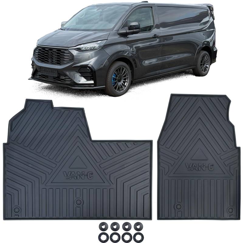 Auto Gummi Fußmatten Schwarz Premium Set für Ford Tourneo Transit Custom ab 2023 von Tenzo-R