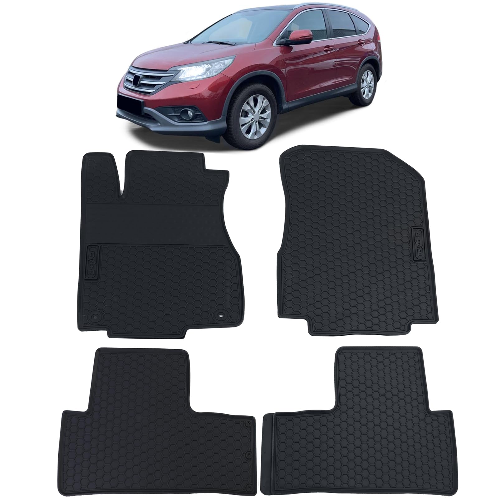 Auto Gummi Fußmatten Schwarz Premium Set für Honda CR-V 4 12-18 Auto Gummi Fußmatten Schwarz Premium Set für Honda CR-V 4 12-18 von Tenzo-R