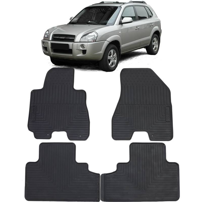 Auto Gummi Fußmatten Schwarz Premium Set für Hyundai Tucson JM 04-10 von Tenzo-R