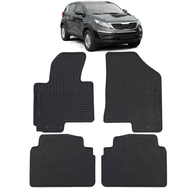 Auto Gummi Fußmatten Schwarz Premium Set für Kia Sportage SL 10-15 von Tenzo-R