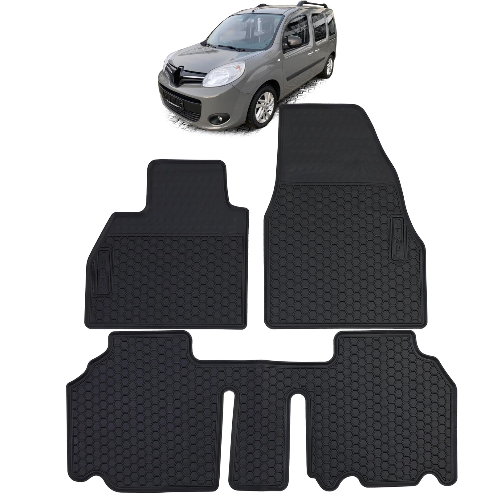 Auto Gummi Fußmatten Schwarz Premium Set für Renault Kangoo II 2008-2022 Auto Gummi Fußmatten Schwarz Premium Set für Renault Kangoo II 2008-2022 von Tenzo-R