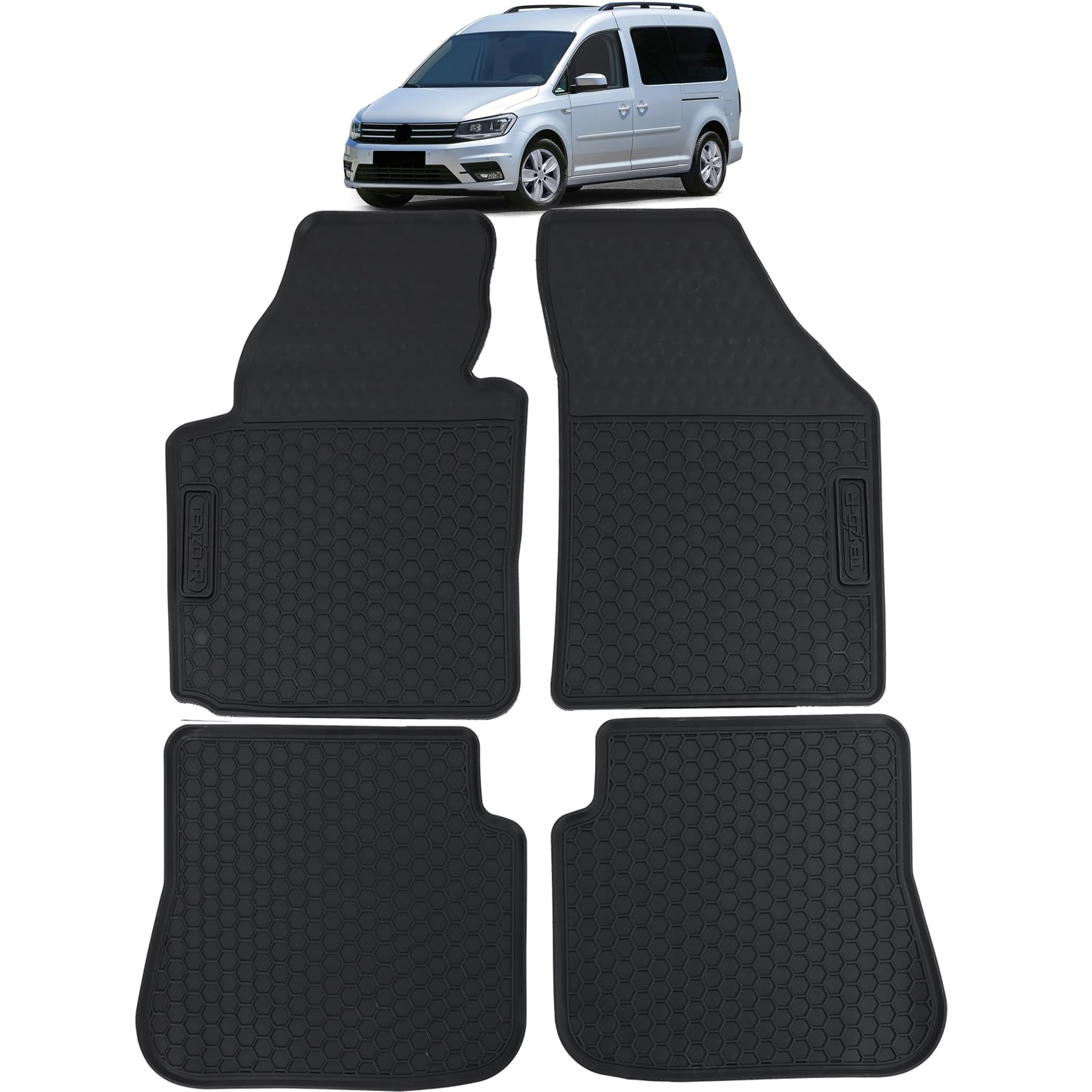 Auto Gummi Fußmatten Schwarz Premium Set für VW Caddy IV 15-20 Auto Gummi Fußmatten Schwarz Premium Set für VW Caddy IV 15-20 von Tenzo-R