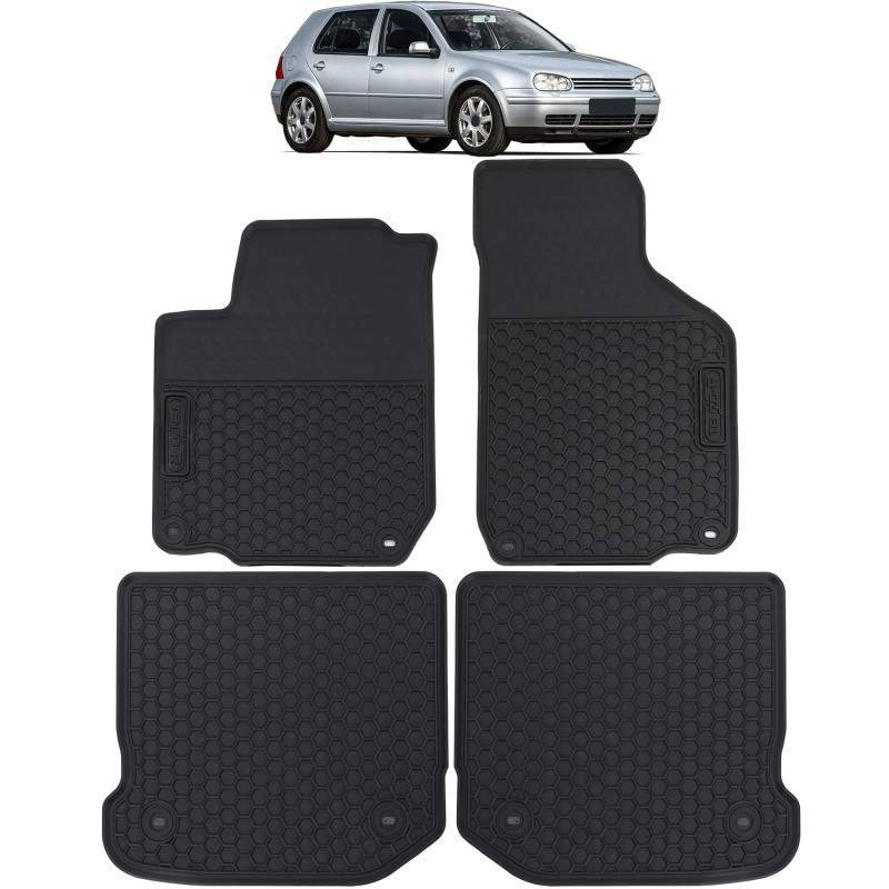 Auto Gummi Fußmatten Schwarz Premium Set für VW Golf 4 Limousine Variant 97-07 von Tenzo-R