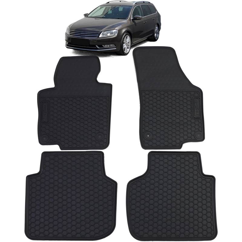 Auto Gummi Fußmatten Schwarz Premium Set für VW Passat B6 3C 2005-2010 von Tenzo-R