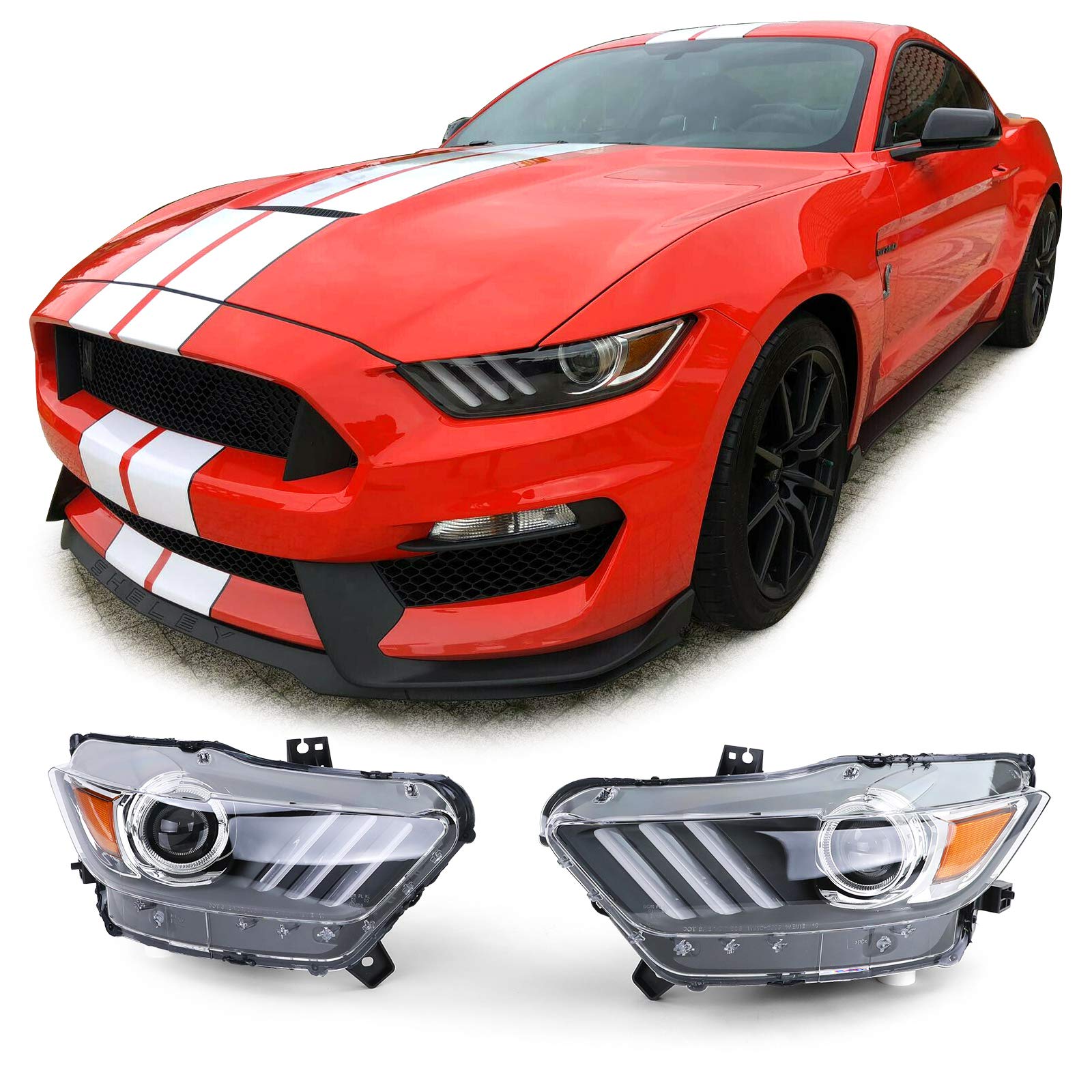 Bi Xenon Scheinwerfer Schwarz Chrom Paar für Ford Mustang 6 Coupe Cabrio 14-17 Bi Xenon Scheinwerfer Schwarz Chrom Paar für Ford Mustang 6 Coupe Cabrio 14-17 von Tenzo-R
