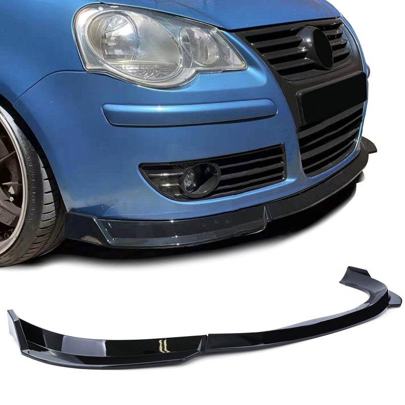 Cup Frontspoiler Lippe Schwarz Glanz für VW Polo 9N3 05-09 von Tenzo-R