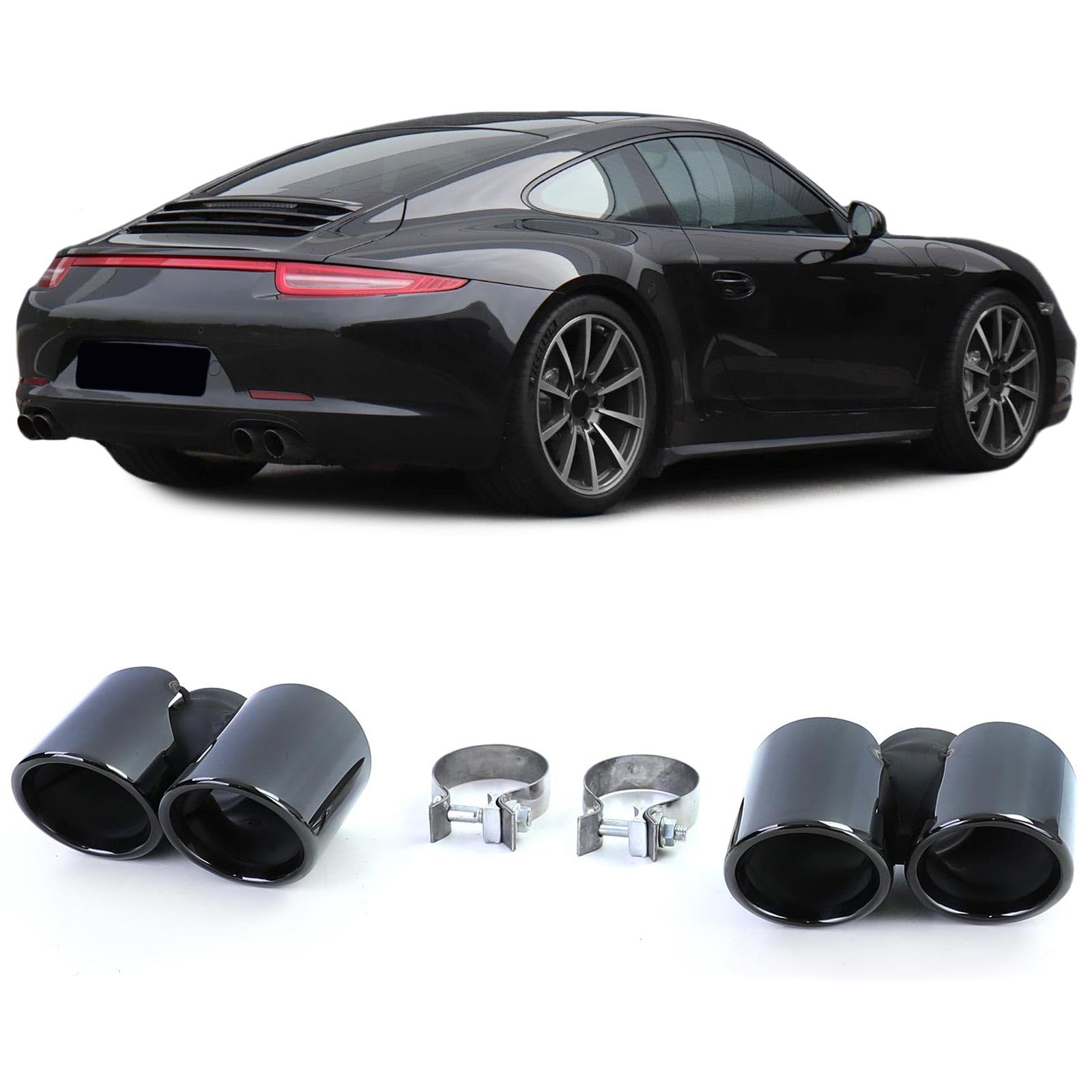 Doppelrohr Endrohre Schwarz passt für Porsche 911 991.1 11-15 3.4 350PS Doppelrohr Endrohre Schwarz passt für Porsche 911 991.1 11-15 3.4 350PS von Tenzo-R