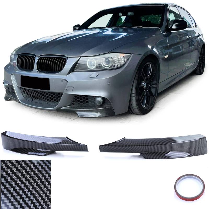 Front Spoiler Ecken Flaps Splitter Carbon Look passend für BMW 3er E90 E91 08-12 von Tenzo-R