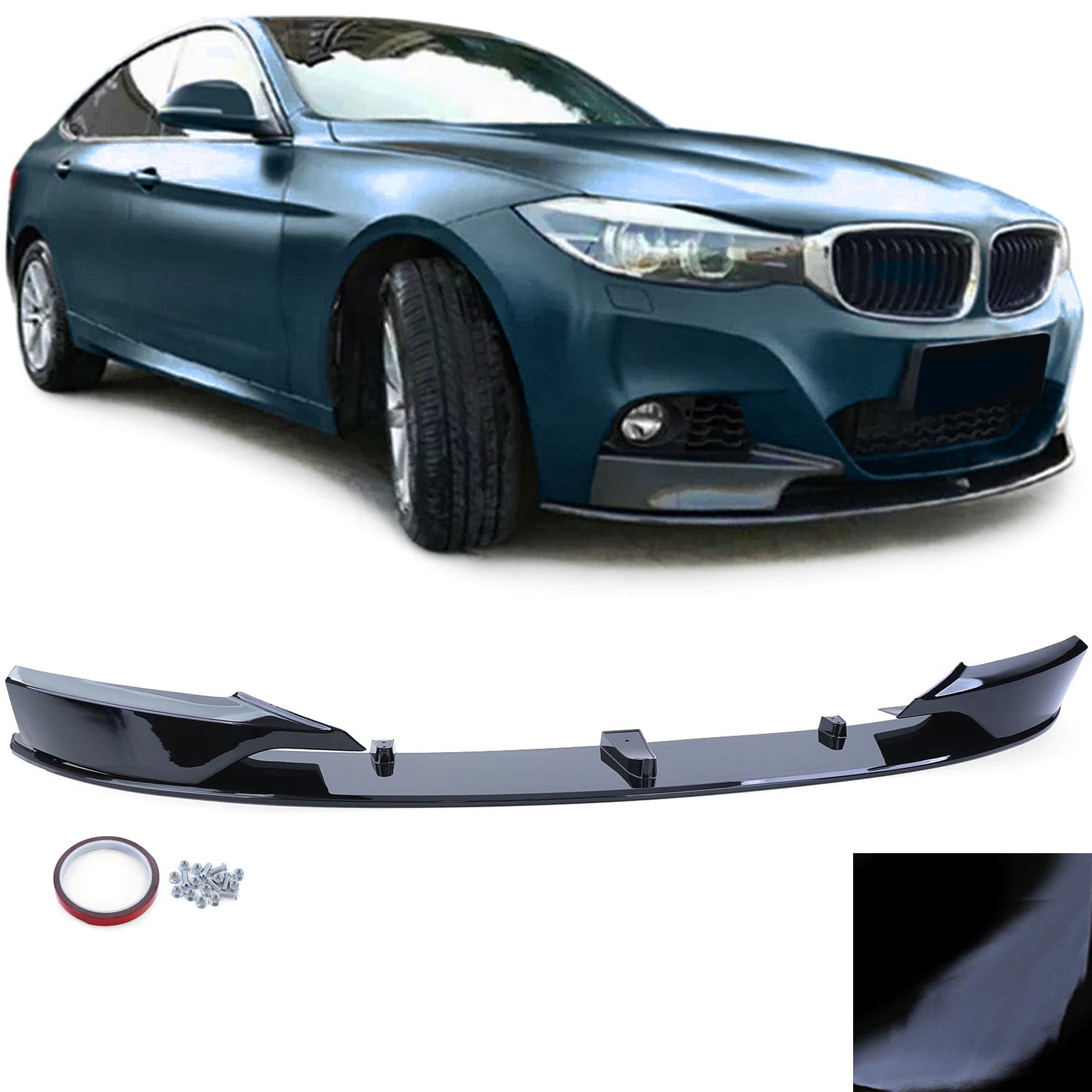 Front Spoiler Lippe Performance Schwarz Glanz passend für BMW 3er GT F34 ab 13 von Tenzo-R