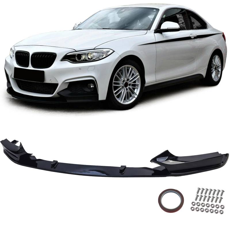 Front Spoiler Lippe Sport Schwarz Glanz passend für BMW 2er F22 F23 mit M Paket von Tenzo-R
