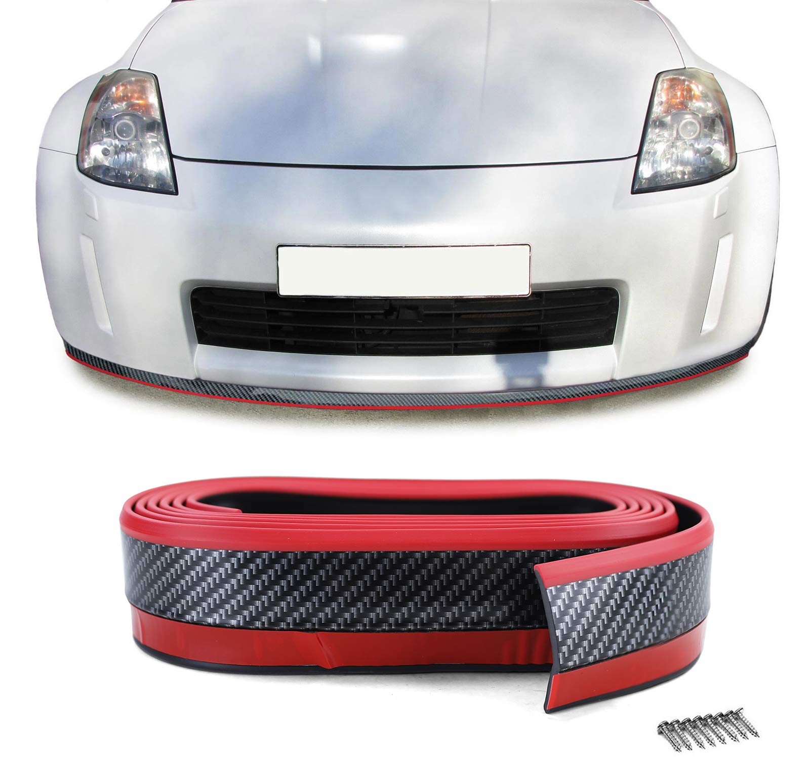 Front Spoiler Lippe universal flexibel 2,5mx5cm Carbon Optik rot Front Spoiler Lippe universal flexibel 2,5mx5cm Carbon Optik rot von Tenzo-R