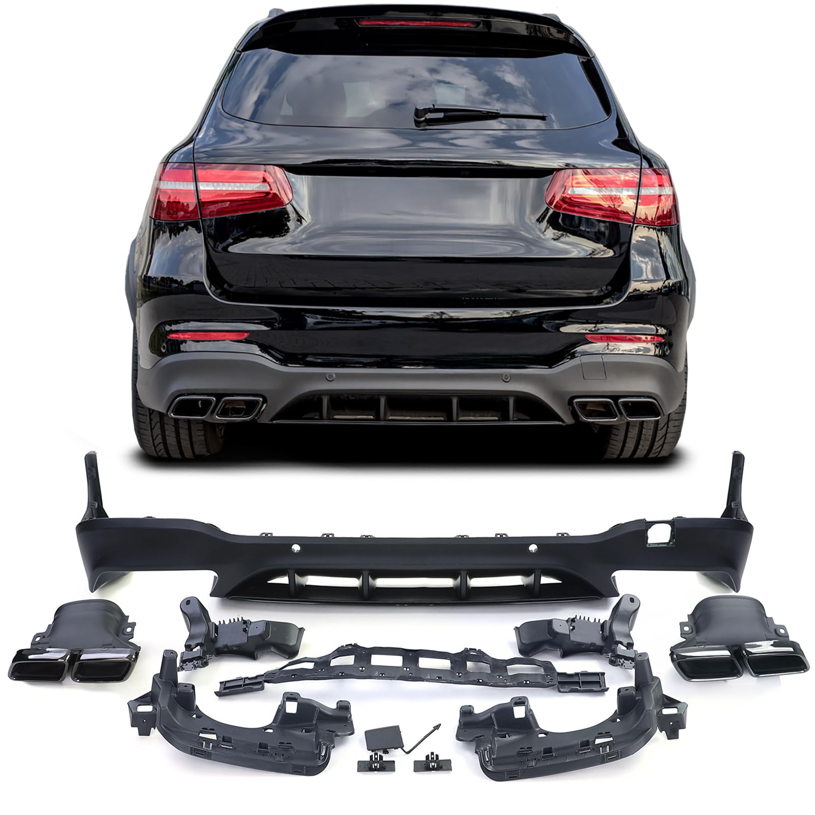 Heck Diffusor Sport Ausführung mit schwarzen Endrohren für Mercedes GLC X253 Heck Diffusor Sport Ausführung mit schwarzen Endrohren für Mercedes GLC X253 von Tenzo-R