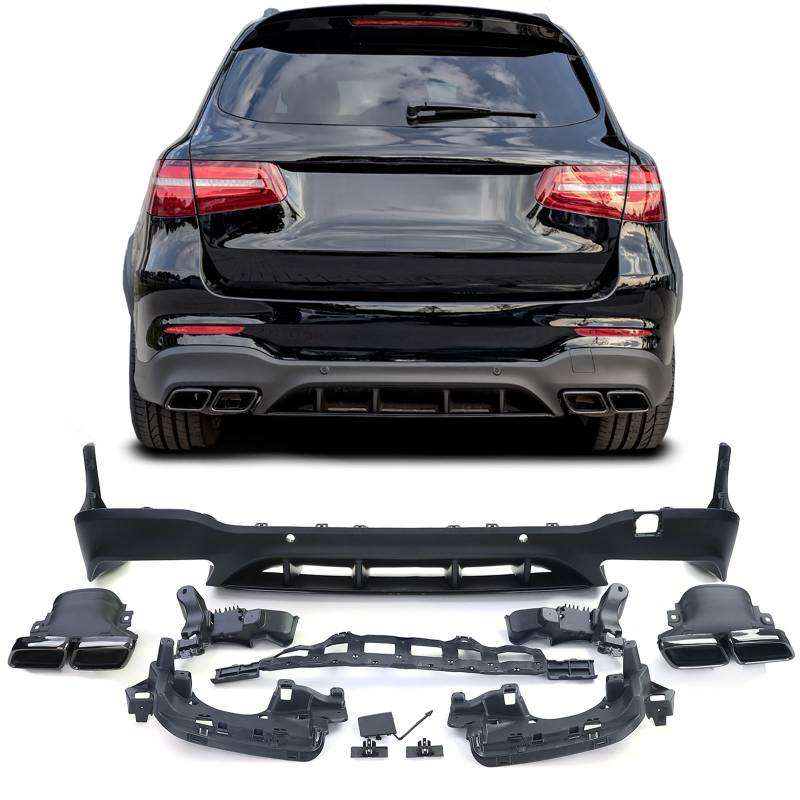 Heck Diffusor Sport Ausführung mit schwarzen Endrohren für Mercedes GLC X253 von Tenzo-R