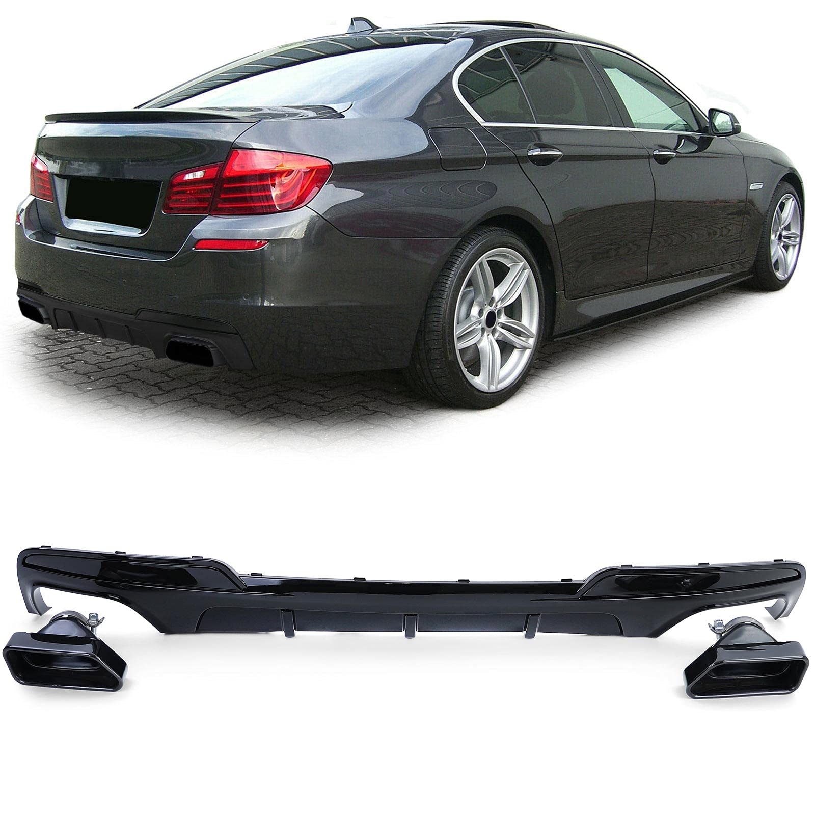 Heckdiffusor + Endrohre 550 Performance Schwarz Glanz passt für BMW F10 F11 535 Heckdiffusor + Endrohre 550 Performance Schwarz Glanz passt für BMW F10 F11 535 von Tenzo-R