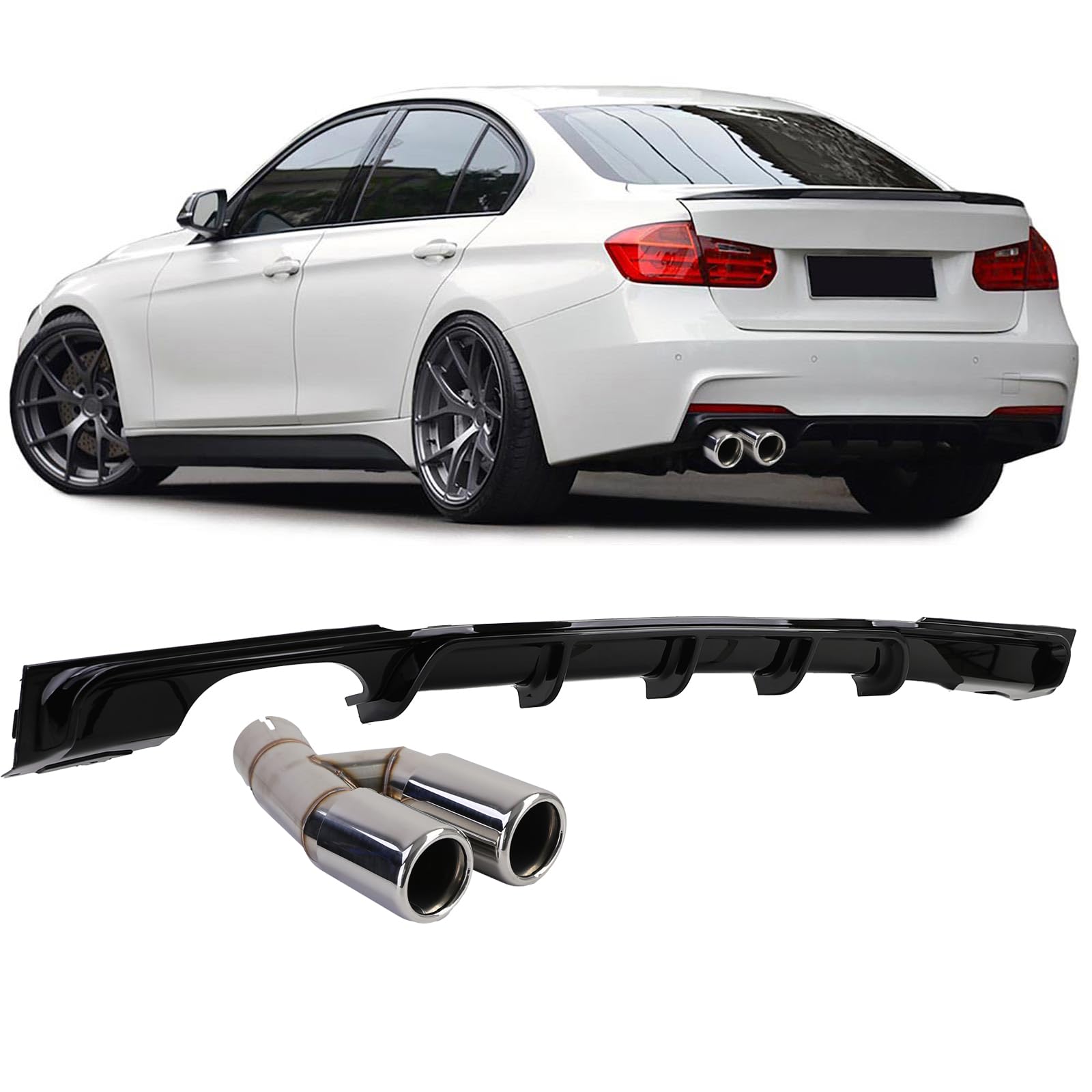 Heckdiffusor Glanz + Endrohr Doppelrohr Chrom passt für BMW F30 F31 316 318 320 Heckdiffusor Glanz + Endrohr Doppelrohr Chrom passt für BMW F30 F31 316 318 320 von Tenzo-R