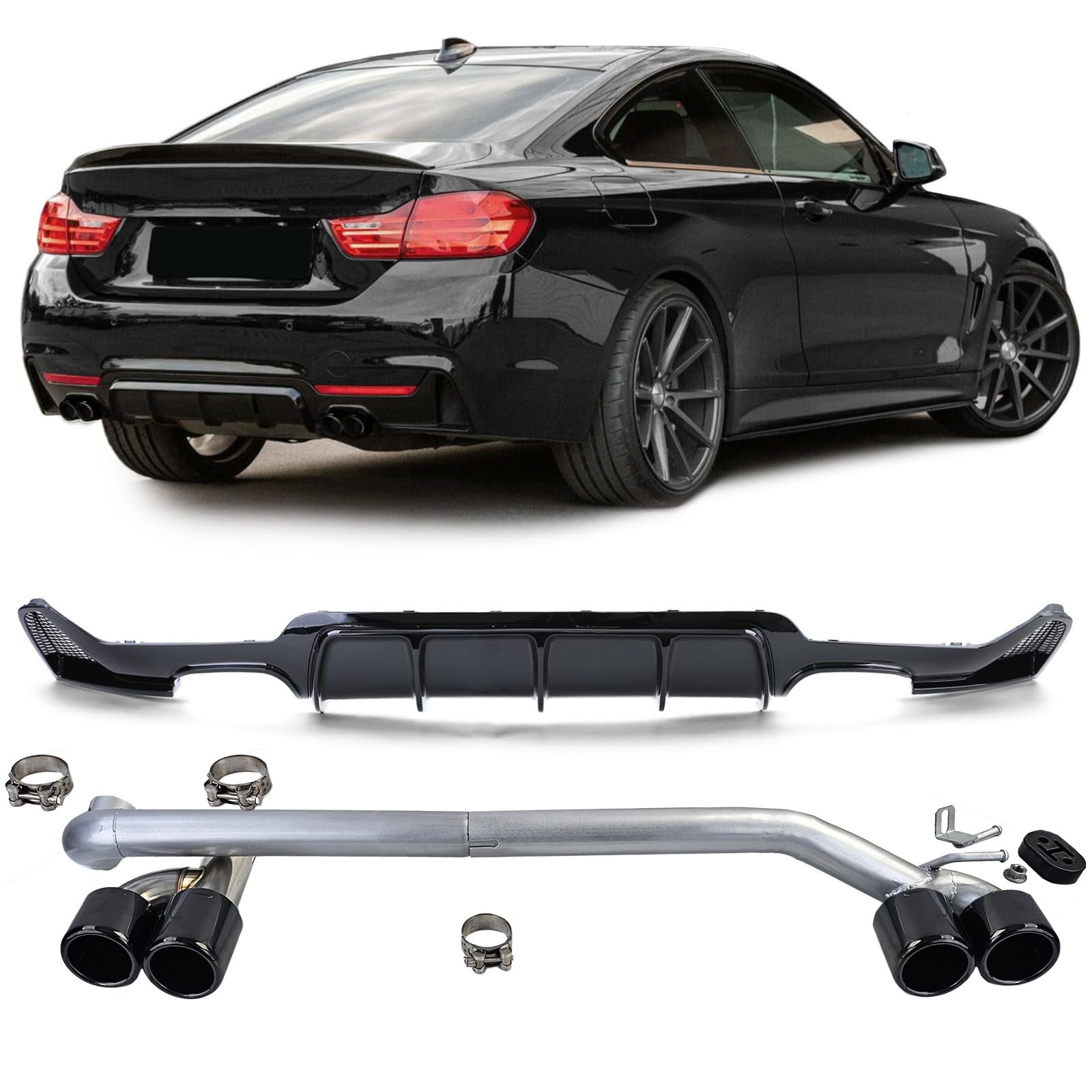 Heckdiffusor Glanz + Endrohr Sport Look passt für BMW F32 F33 F36 425 428 430 Heckdiffusor Glanz + Endrohr Sport Look passt für BMW F32 F33 F36 425 428 430 von Tenzo-R