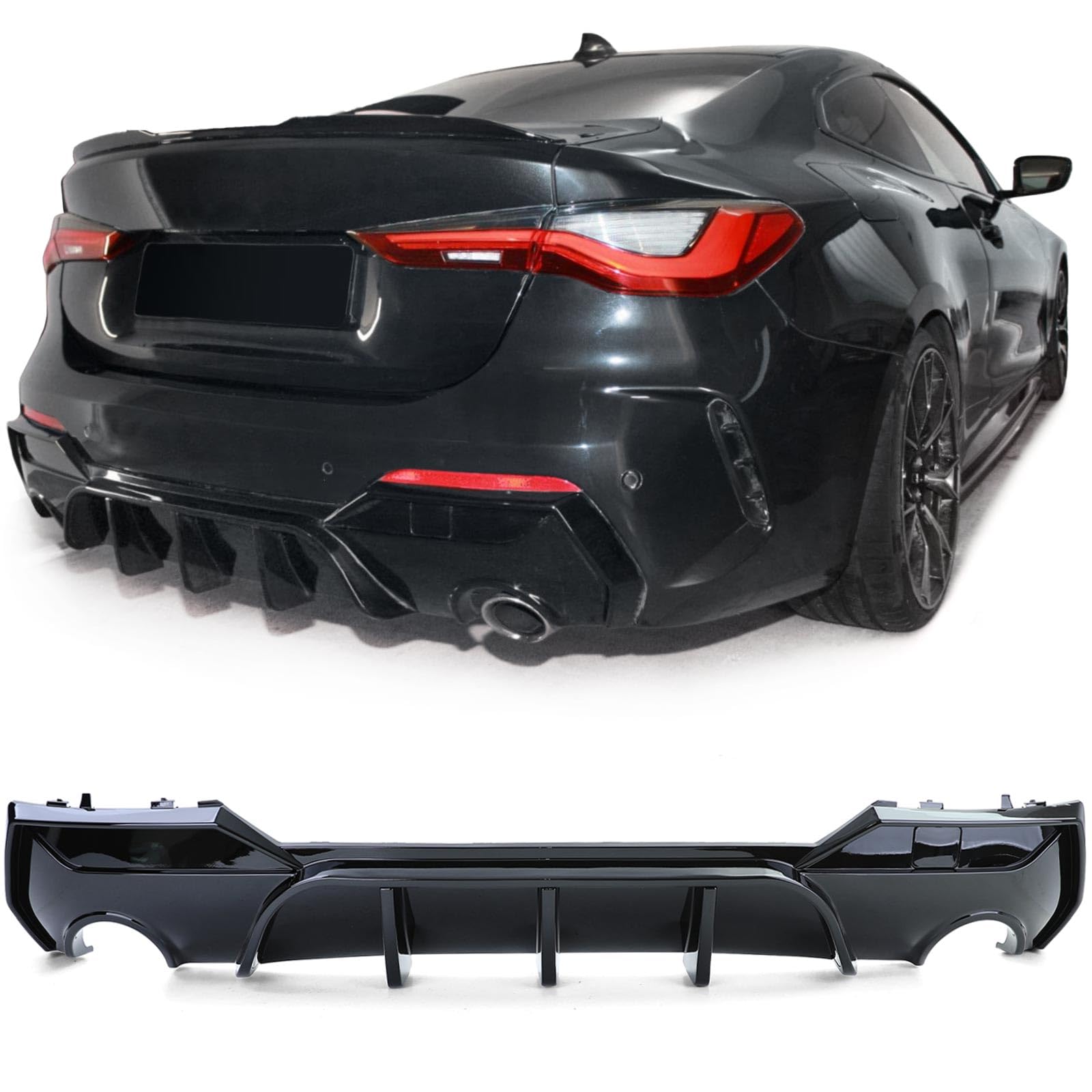 Heckdiffusor Performance Schwarz Glanz passend für BMW 4er G22 G23 420 430 ab 20 von Tenzo-R