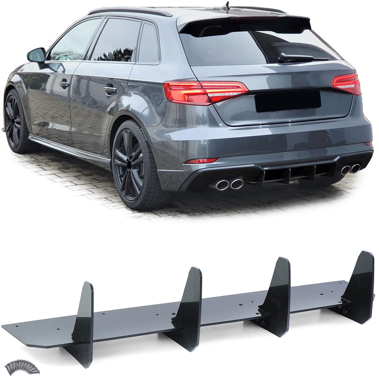 Heckdiffusor Splitter Heckansatz Performance für Audi A3 S3 8V Sportback 16-21 Heckdiffusor Splitter Heckansatz Performance für Audi A3 S3 8V Sportback 16-21 von Tenzo-R
