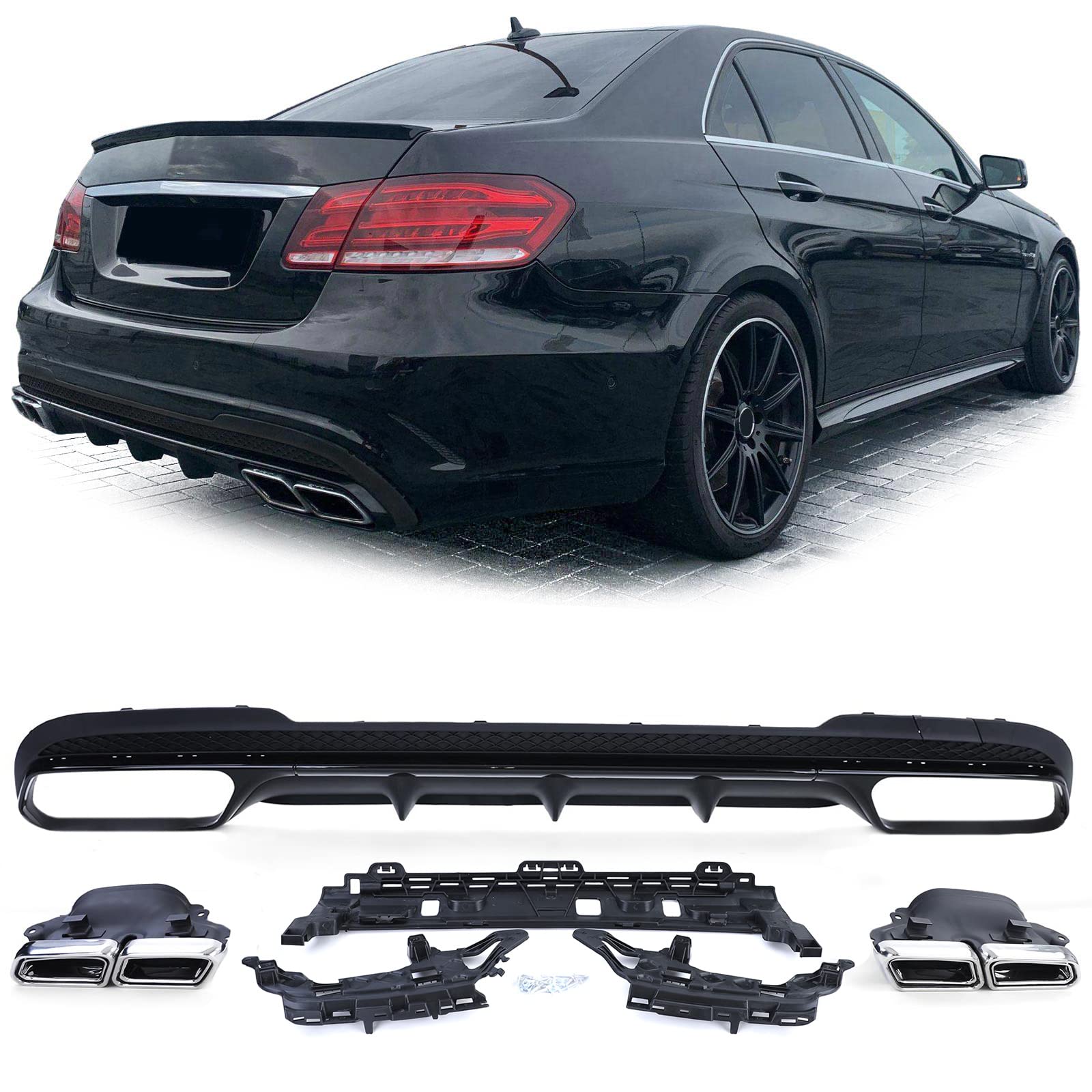 Heckdiffusor mit Endrohre Chrom für Mercedes E Klasse W212 13-16 mit AMG Line Heckdiffusor mit Endrohre Chrom für Mercedes E Klasse W212 13-16 mit AMG Line von Tenzo-R