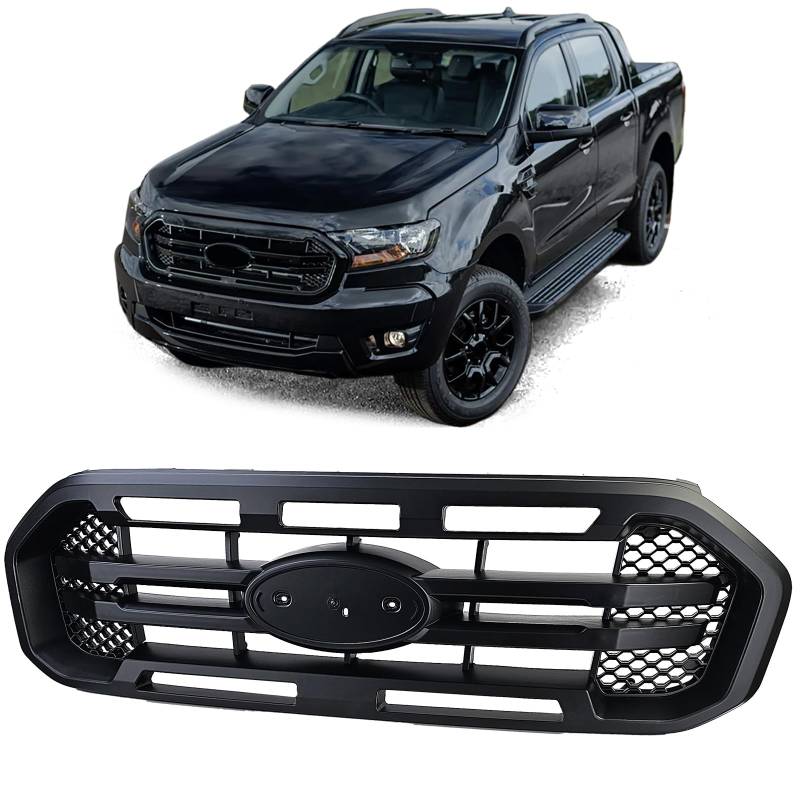 Kühlergrill Schwarz mit Doppelsteg passt für Ford Ranger T8 19-23 2.0 TDCi von Tenzo-R