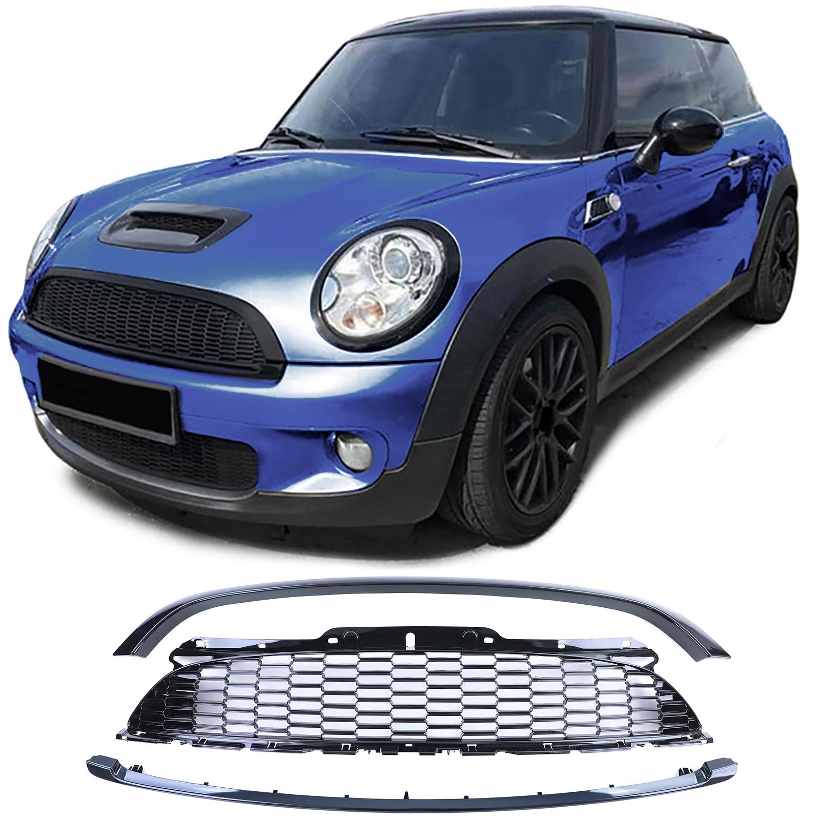 Kühlergrill Set 3-teilig Schwarz Glanz für Mini One Cooper JCW R56 R57 R58 R59 Kühlergrill Set 3-teilig Schwarz Glanz für Mini One Cooper JCW R56 R57 R58 R59 von Tenzo-R