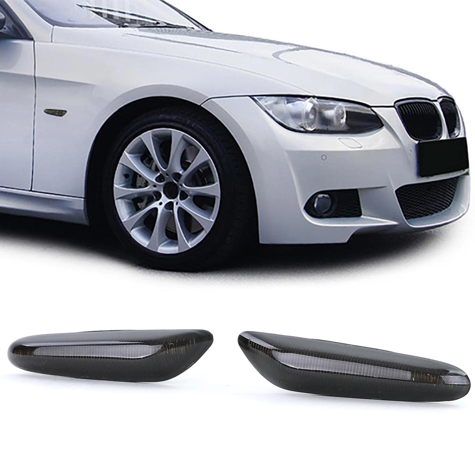 LED Seitenblinker Schwarz Smoke passend für BMW 3er E46 01-05 E90 E91 E92 E93 von Tenzo-R