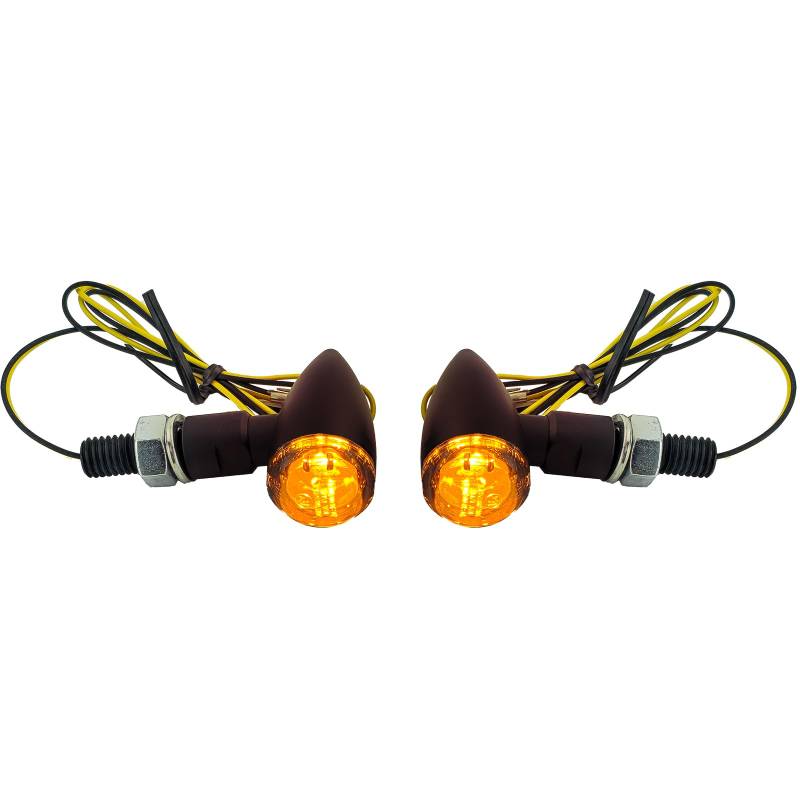 Motorrad LED Mini Blinker Bullet Alu Miniblinker Schwarz mit E-Prüfzeichen von Tenzo-R