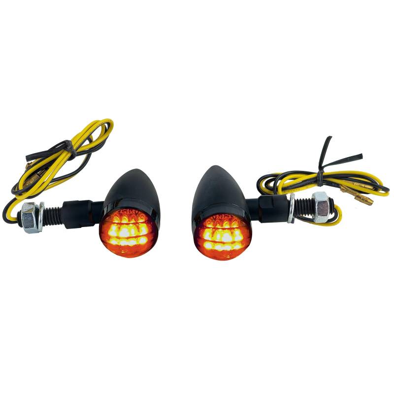 Motorrad LED Universal Mini Blinker Bullet Schwarz Smokeglas mit E-Prüfzeichen von Tenzo-R