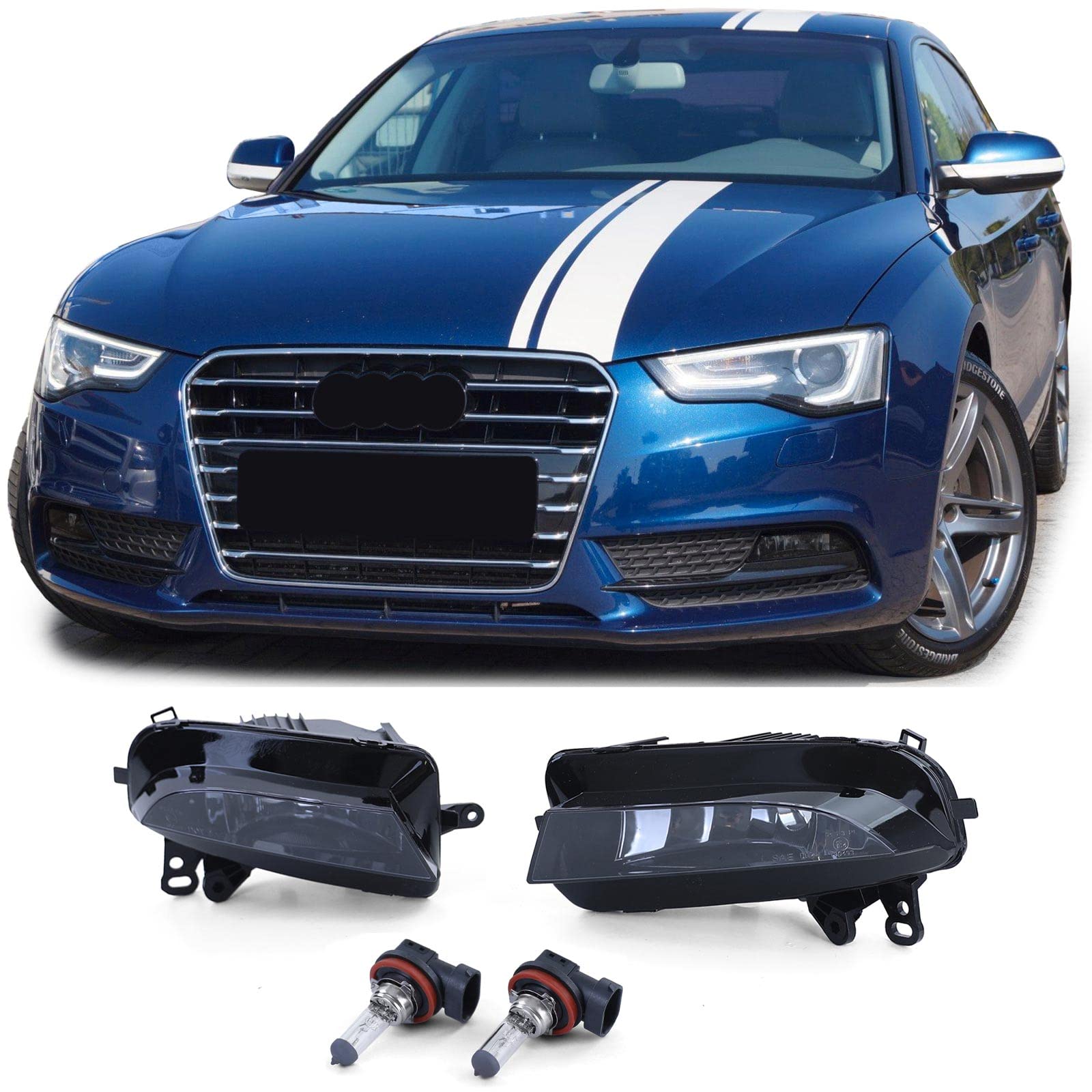 Nebelscheinwerfer Schwarz Smoke Paar passt für Audi A5 8T 8F 11-17 nicht S-Line Nebelscheinwerfer Schwarz Smoke Paar passt für Audi A5 8T 8F 11-17 nicht S-Line von Tenzo-R