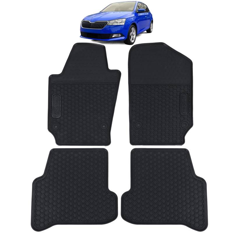 Premium Gummi Fußmatten Set 4-teilig Schwarz für Skoda Fabia 3 NJ ab 14 von Tenzo-R
