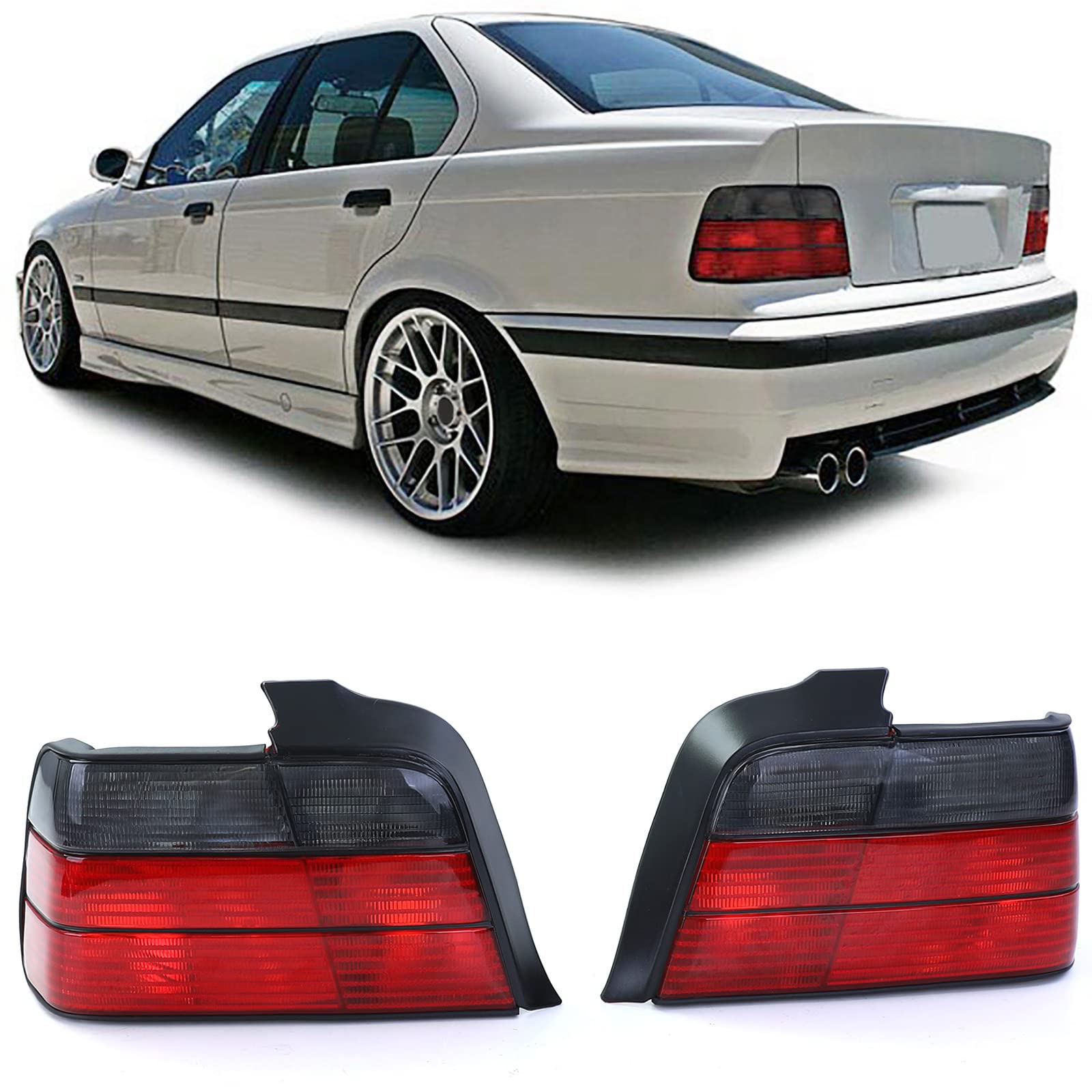 Rückleuchten Rot Schwarz Paar passend für BMW 3er E36 Limousine 90-99 von Tenzo-R