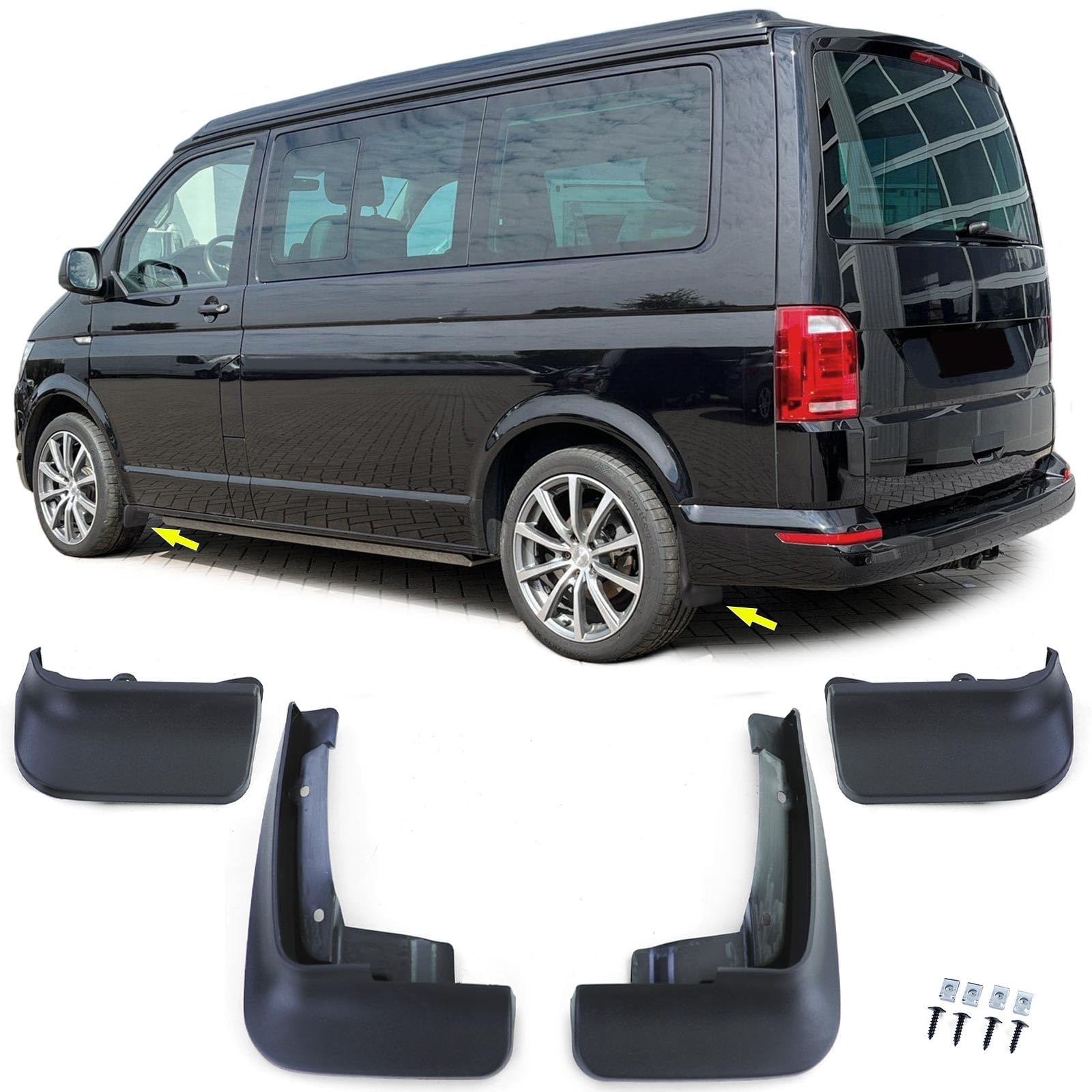 Schmutzfänger Set vorne und hinten Schwarz für VW Bus T5 T5.1 T6 T6.1 ab 03 Schmutzfänger Set vorne und hinten Schwarz für VW Bus T5 T5.1 T6 T6.1 ab 03 von Tenzo-R