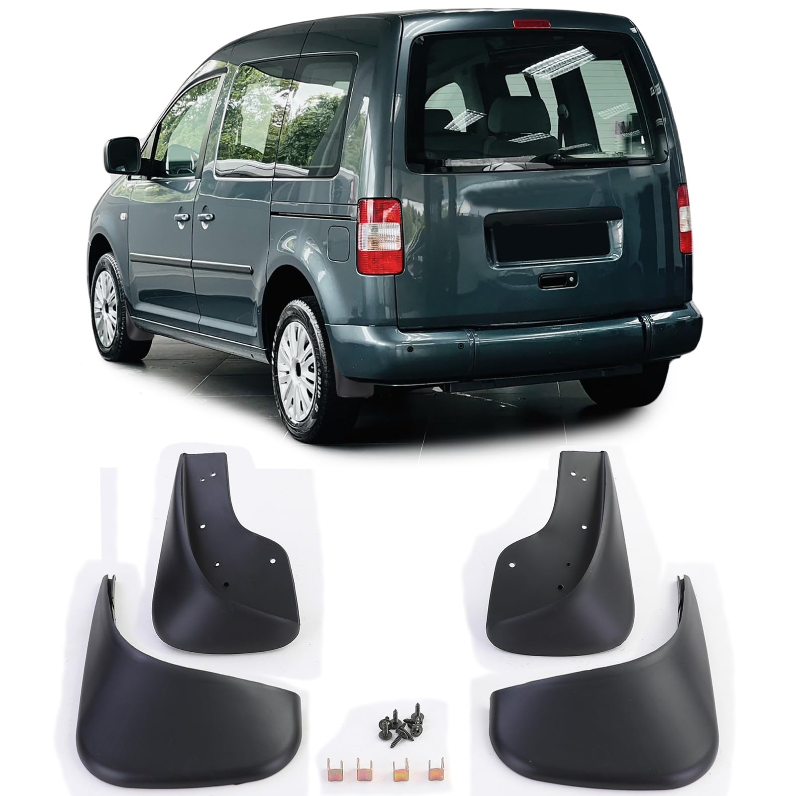 Schmutzfänger Set vorne und hinten Schwarz für VW Caddy III IV V 04-22 Schmutzfänger Set vorne und hinten Schwarz für VW Caddy III IV V 04-22 von Tenzo-R