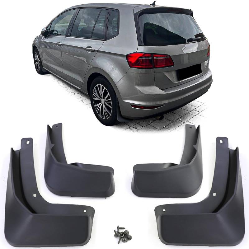 Schmutzfänger Set vorne und hinten Schwarz für VW Golf Sportsvan 2014-2017 von Tenzo-R