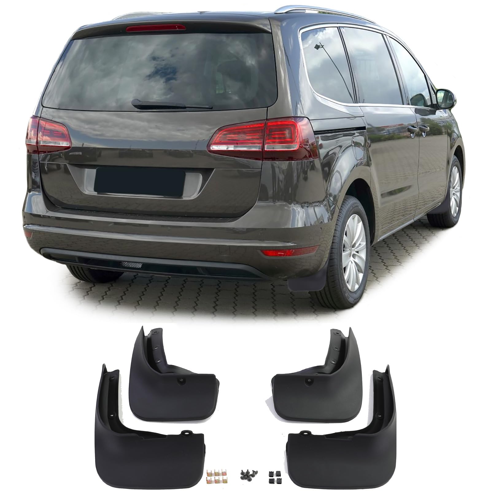 Schmutzfänger Set vorne und hinten Schwarz für VW Sharan 7N 10-22 Schmutzfänger Set vorne und hinten Schwarz für VW Sharan 7N 10-22 von Tenzo-R