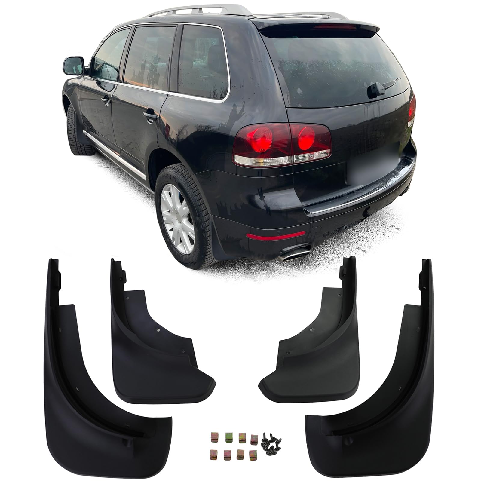 Schmutzfänger Set vorne und hinten Schwarz für VW Touareg I 7L 2002-2010 Schmutzfänger Set vorne und hinten Schwarz für VW Touareg I 7L 2002-2010 von Tenzo-R