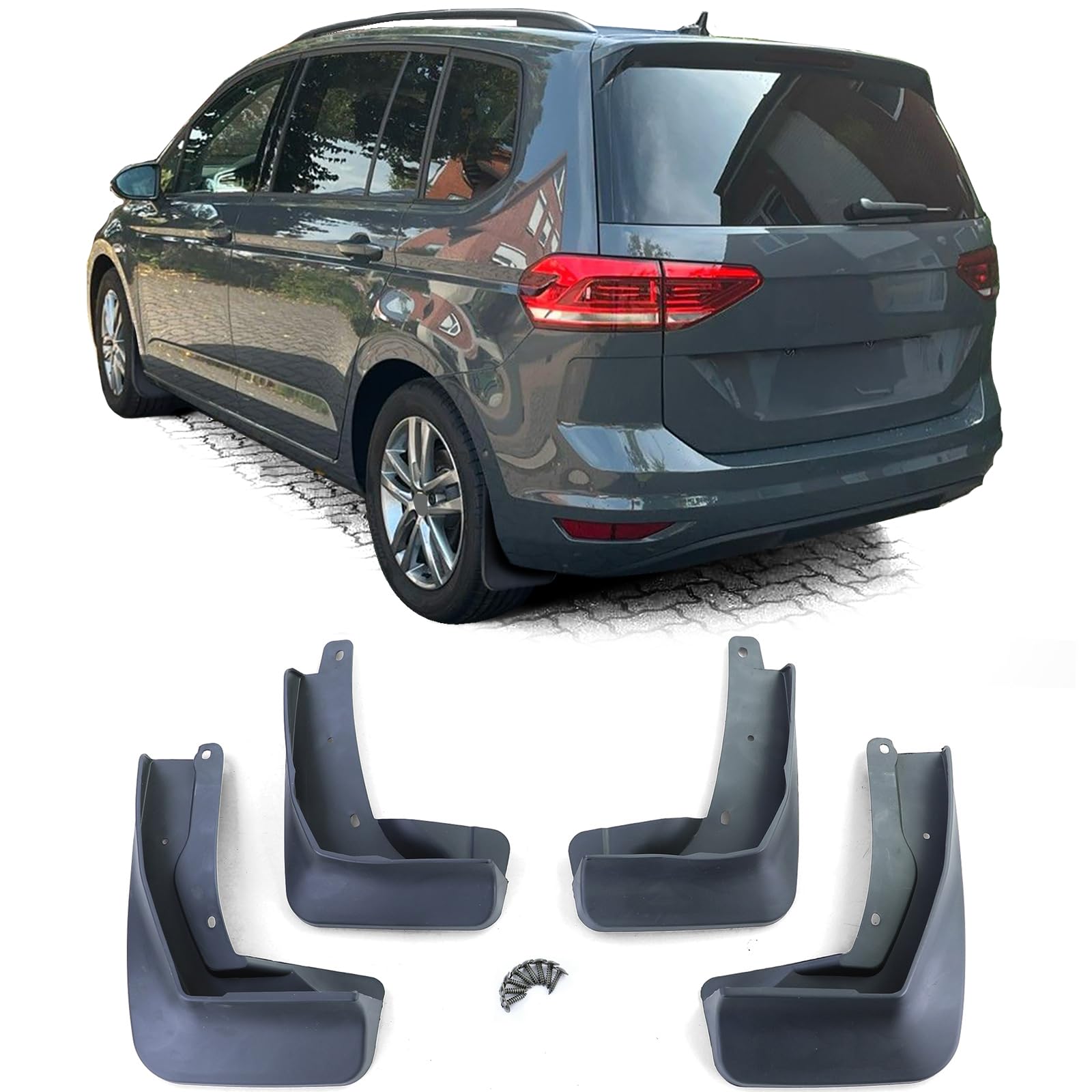 Schmutzfänger Set vorne und hinten Schwarz für VW Touran 2 5T Facelift ab 21 von Tenzo-R