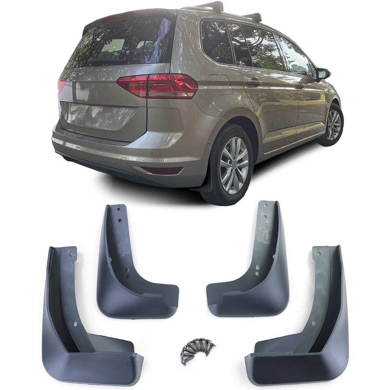 Schmutzfänger Set vorne und hinten Schwarz für VW Touran 2 5T Vorfacelift 15-21 von Tenzo-R