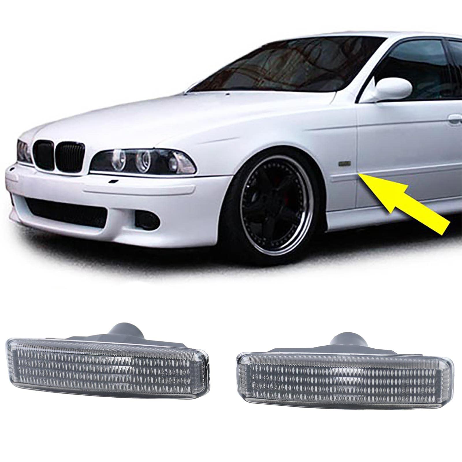 Seitenblinker Schwarz Smoke Paar passend für BMW 5er E39 Limousine Touring 95-03 von Tenzo-R