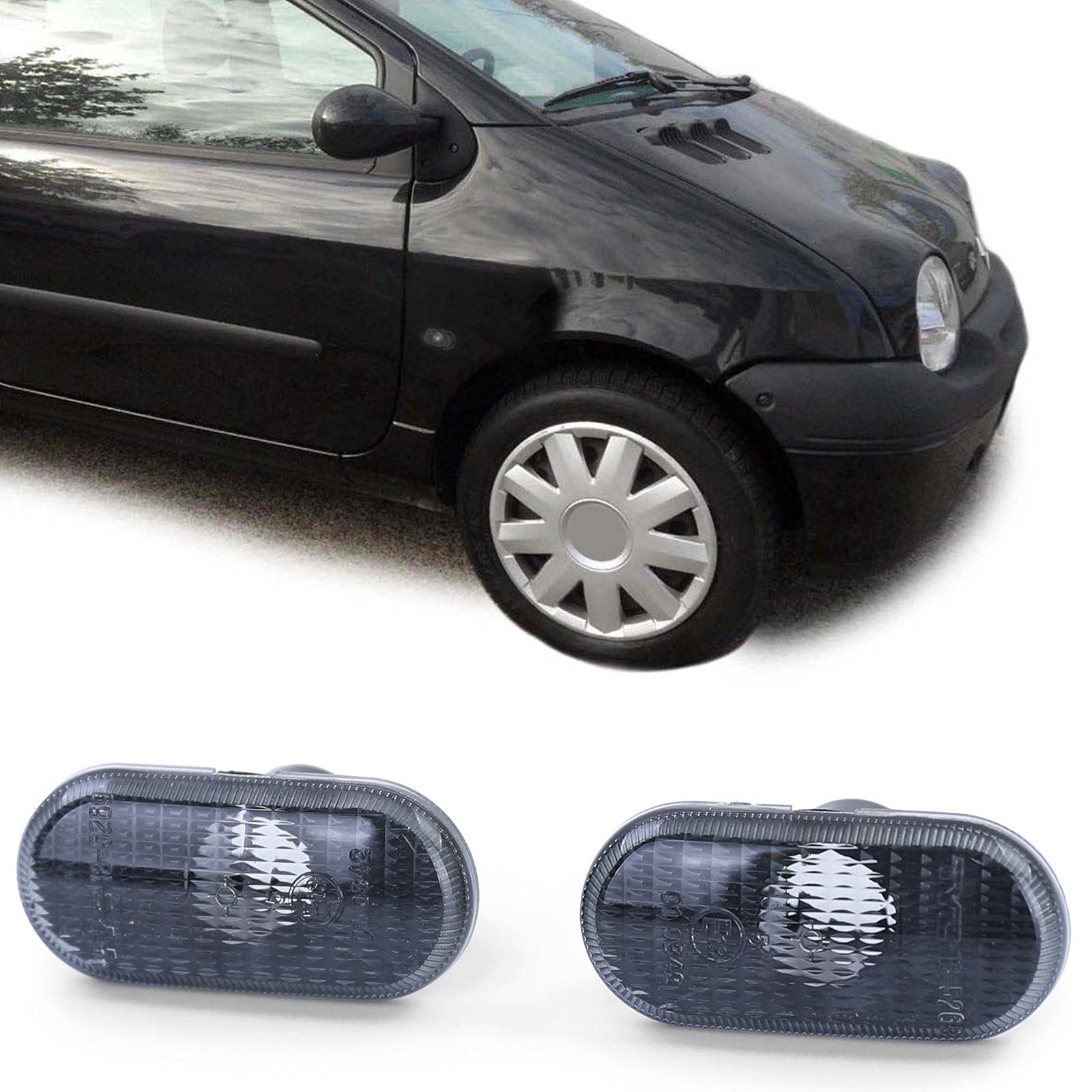 Seitenblinker schwarz smoke Paar für Renault 19 Clio 1 2 Twingo Megane 1 Laguna von Tenzo-R