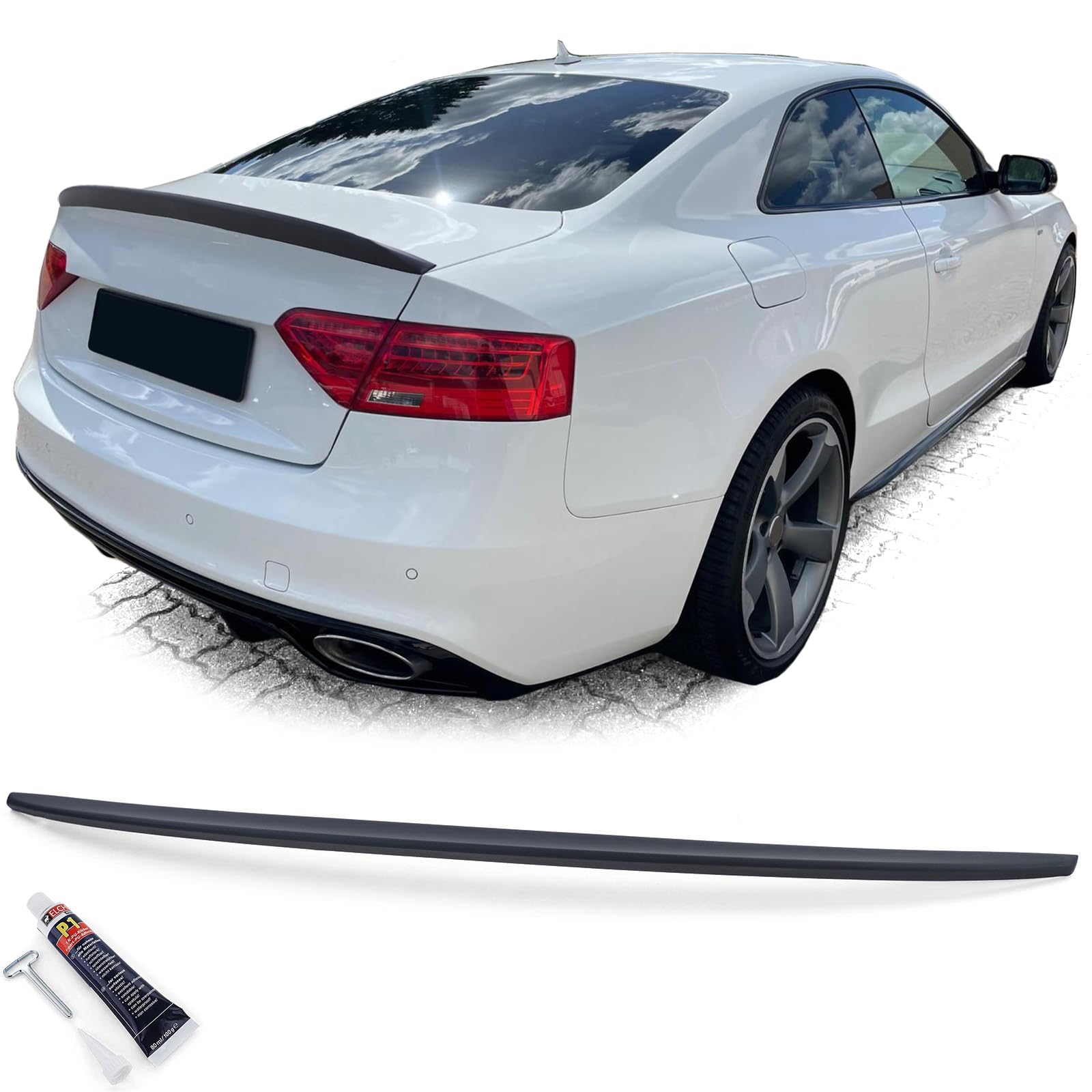 Sport Heckspoiler Lippe Schwarz Matt mit ABE passt für Audi A5 8T 8F 07-16 von Tenzo-R