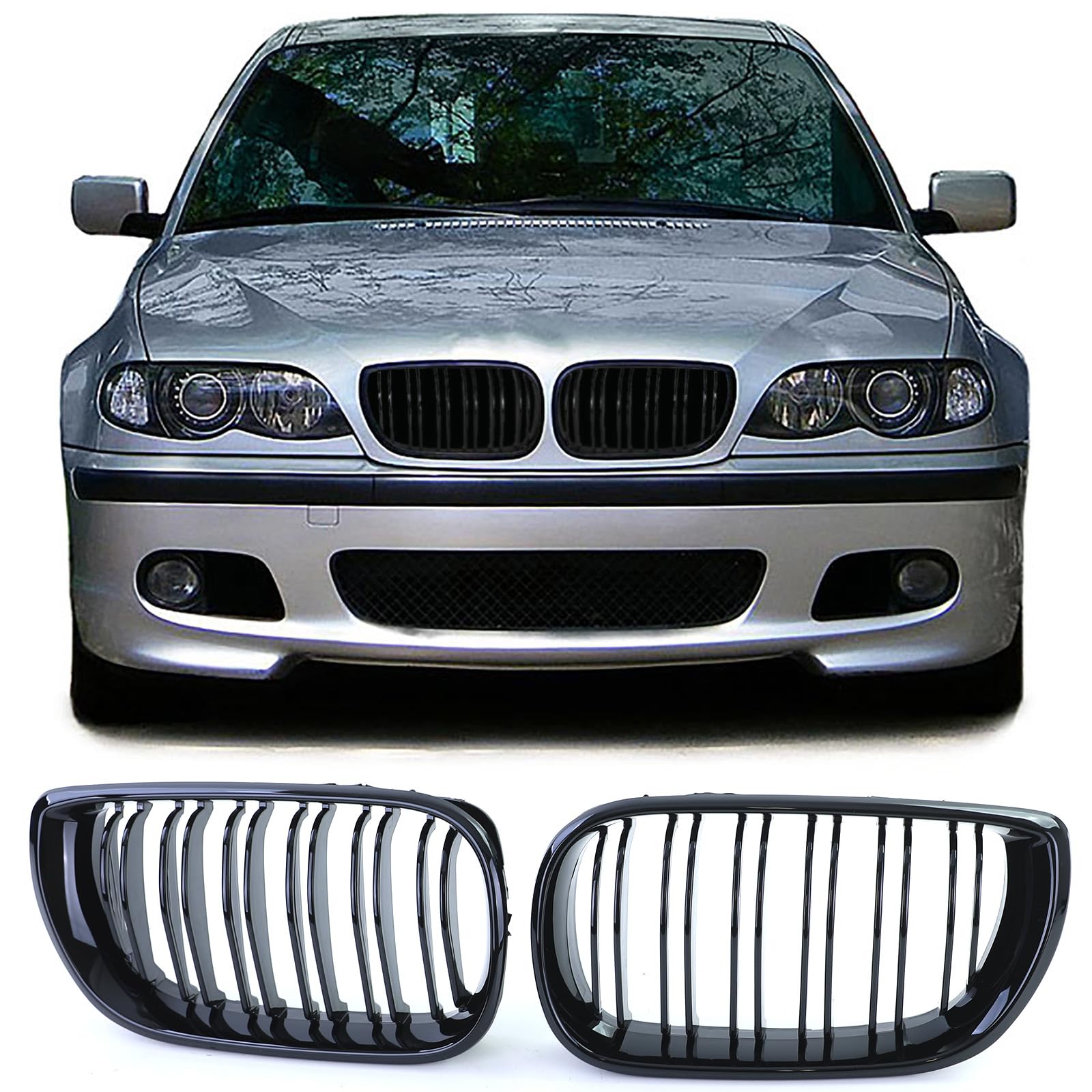 Sport Kühlergrill Doppelsteg Performance Glanz passend für BMW 3er E46 01-05 von Tenzo-R