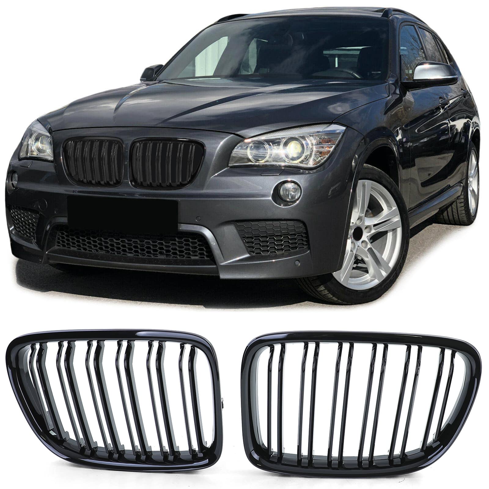 Sport Kühlergrill Doppelsteg Performance Glanz passend für BMW X1 E84 09-15 von Tenzo-R